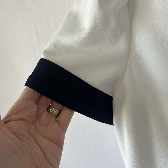 DKNY size 8 Colorblocked Zip front Fit & flare knee length dress Navy White - Picture 5 of 7